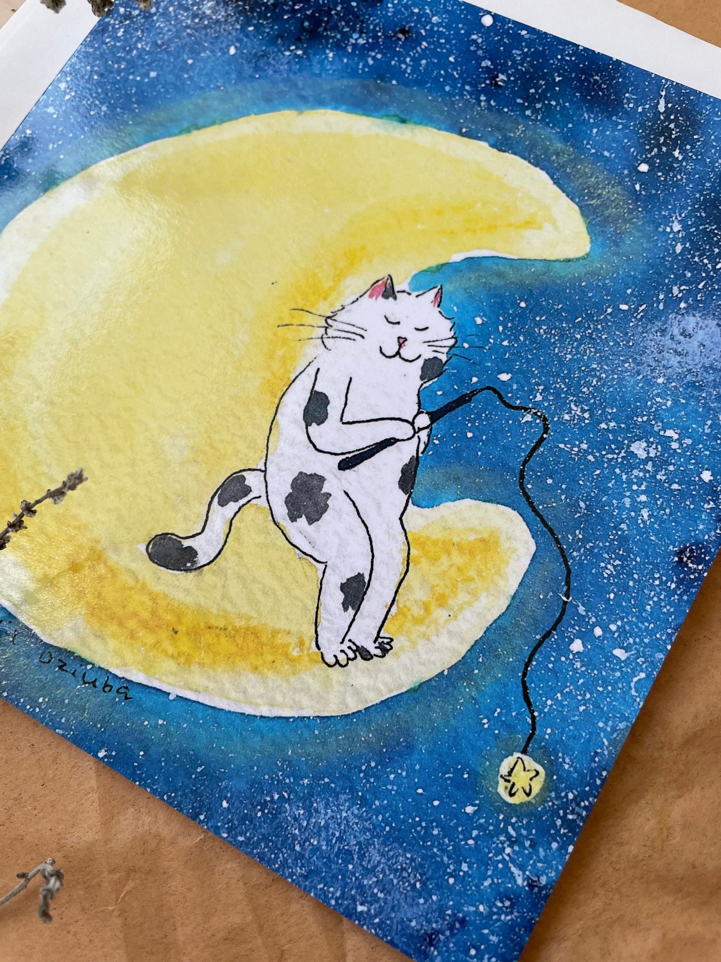 Square Greeting card: Catching stars