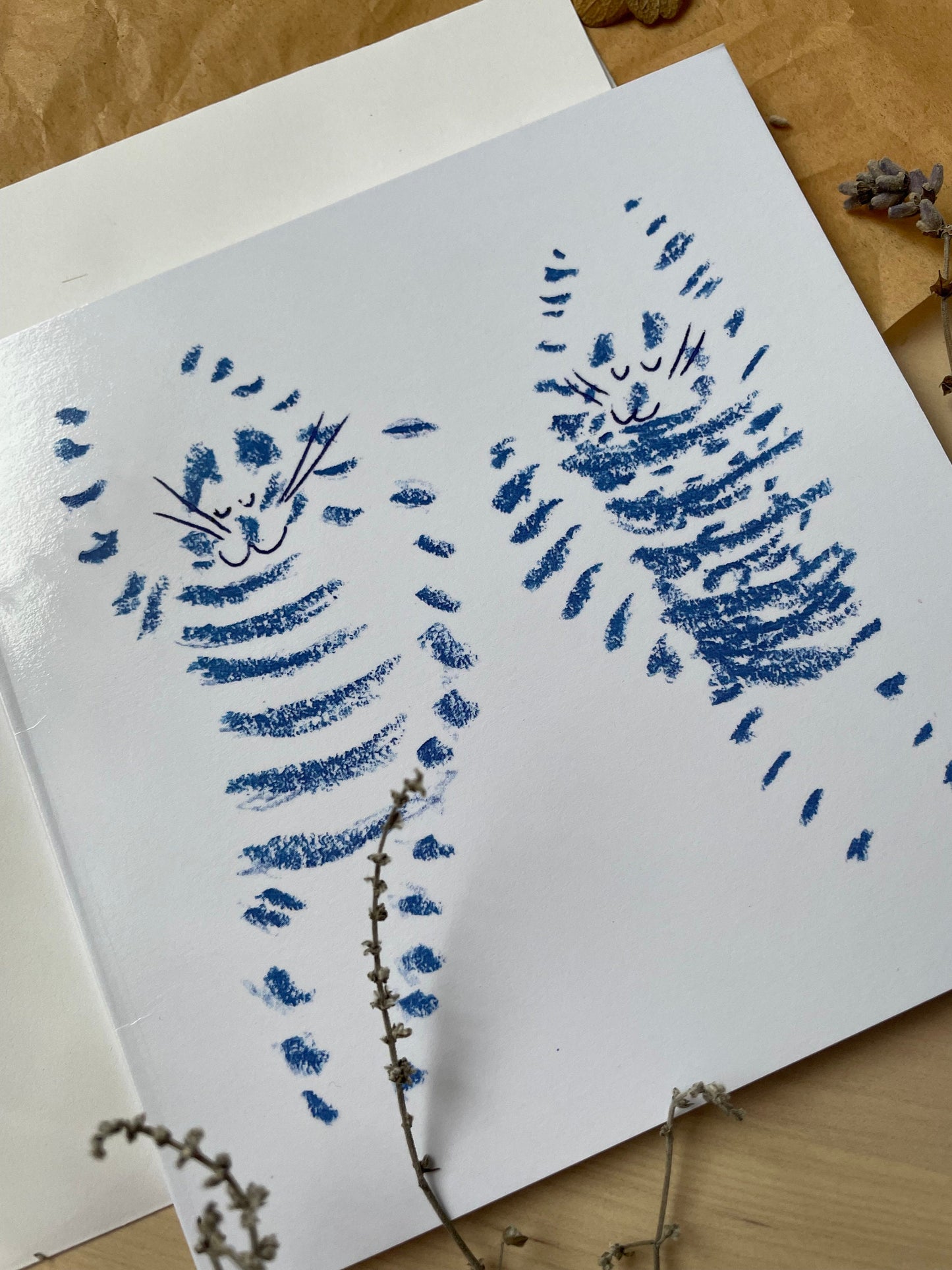 Carte de vœux carrée : Deux chats bleus