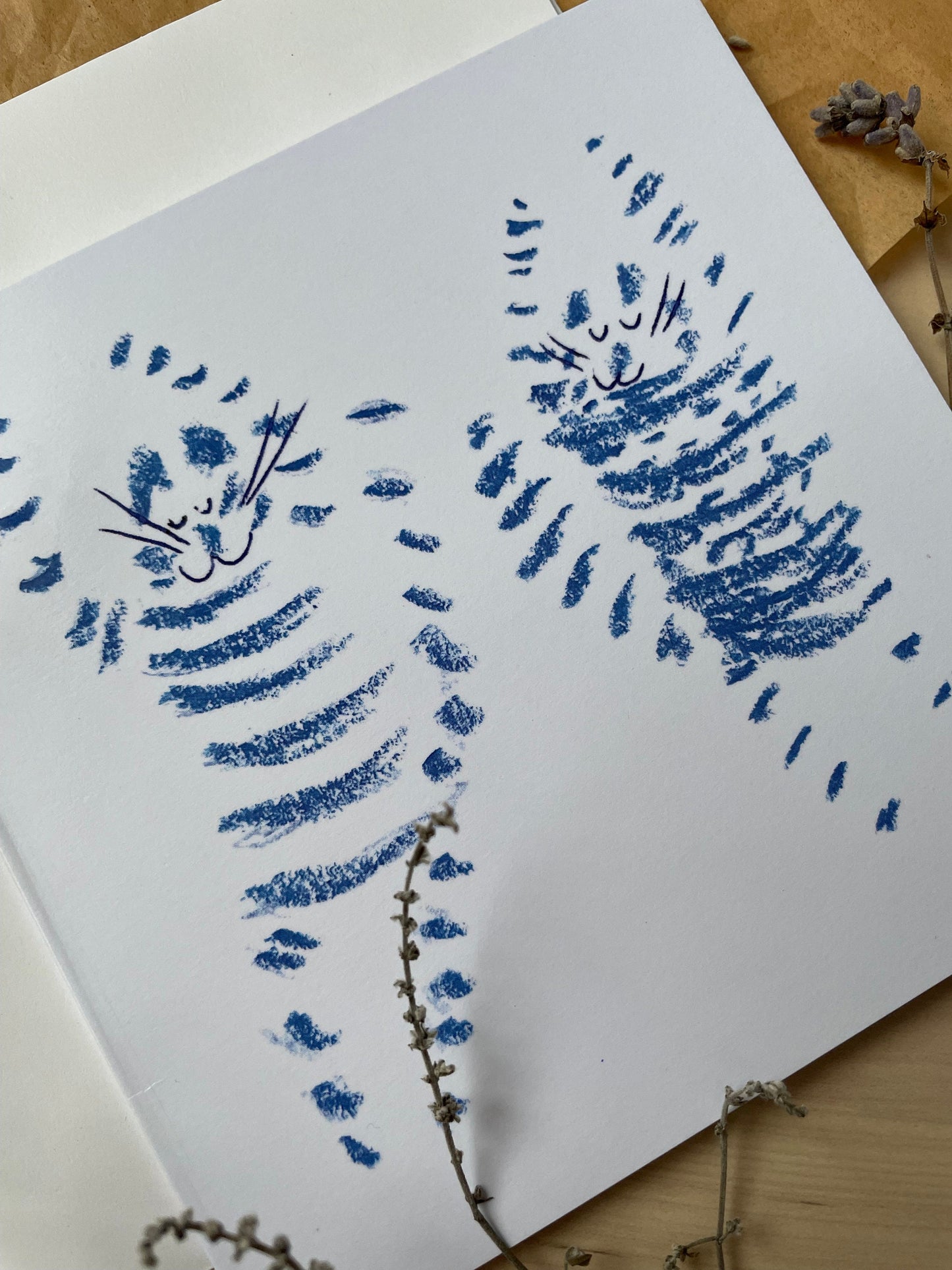 Carte de vœux carrée : Deux chats bleus