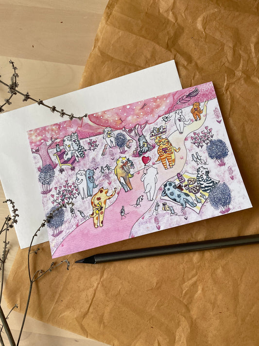 Horizontal Greeting card: Love is in the air