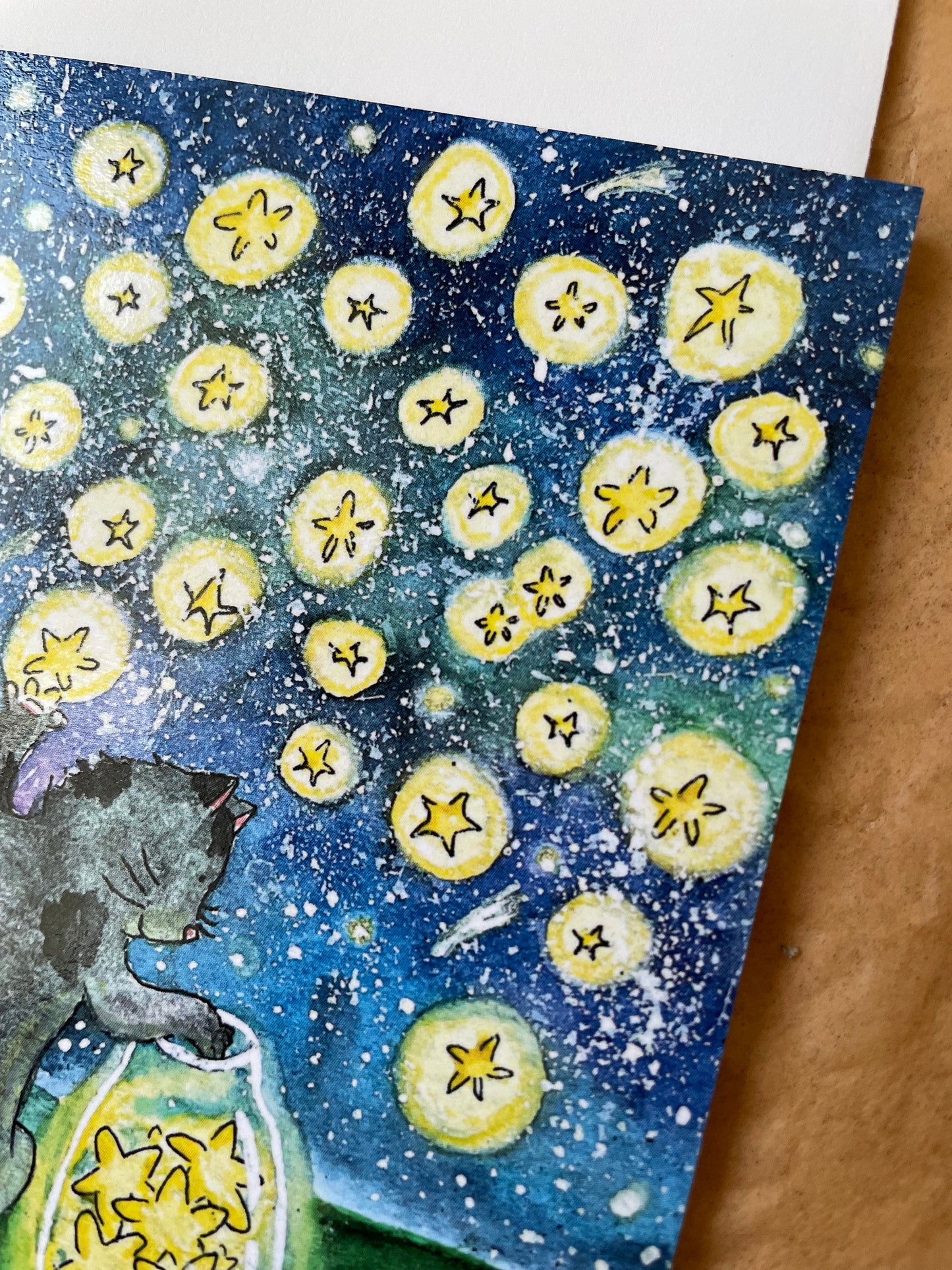 Carte de vœux carrée : Carte carrée sauve les étoiles / Envoi d'étoiles à la maison