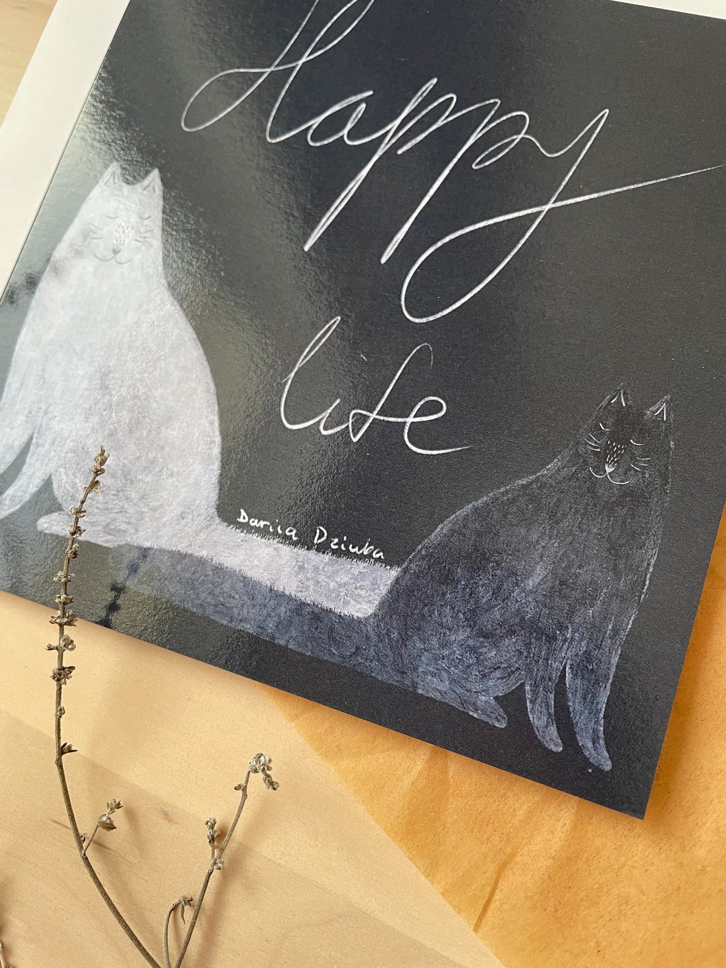 Carte de vœux carrée : Happy cat life