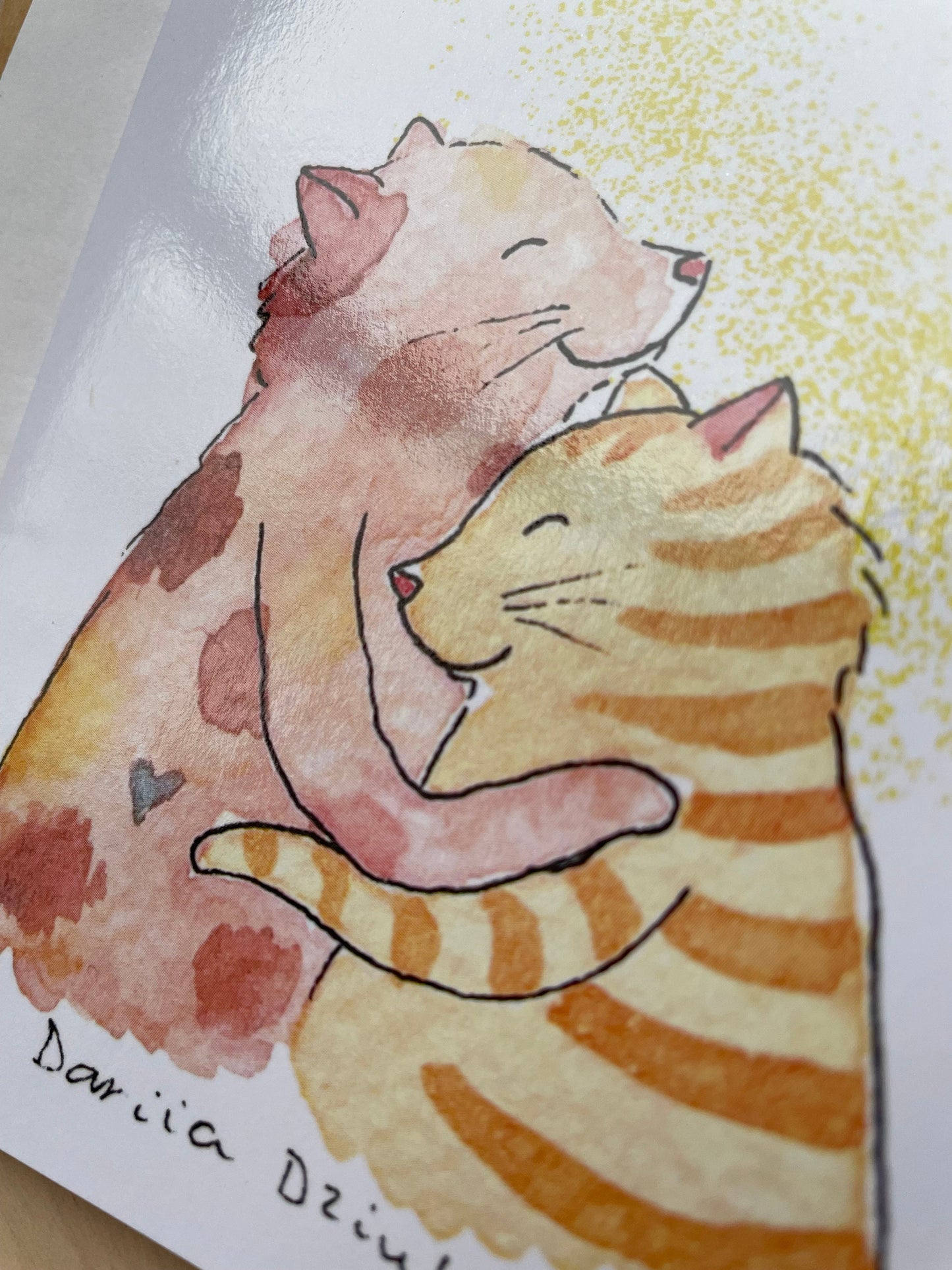 Carte de vœux verticale : Amour félin magique