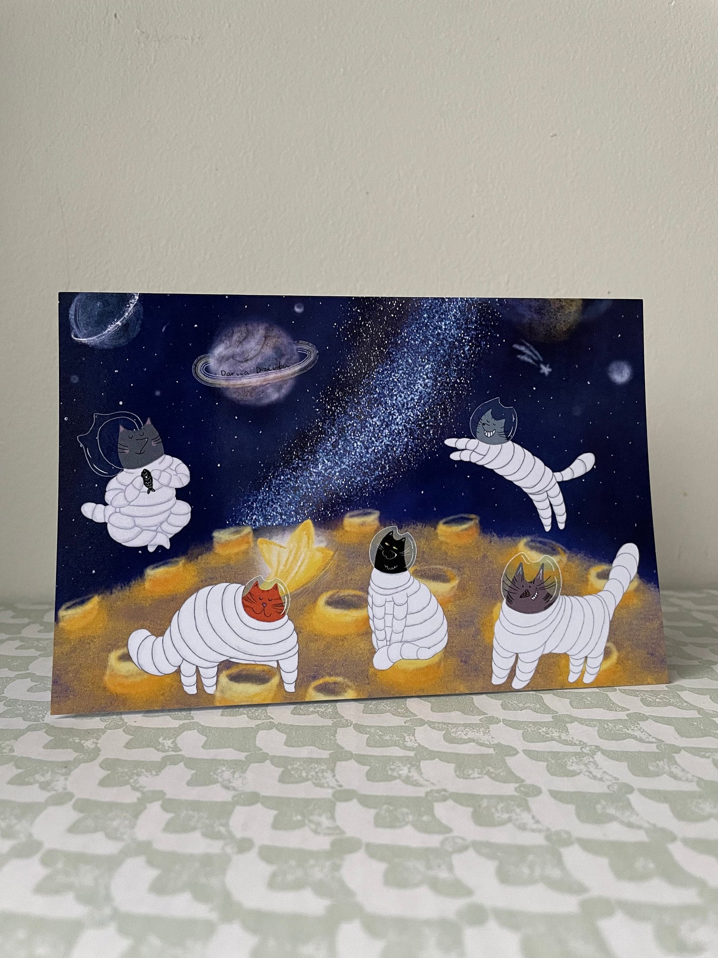 Chats dans l’espace: Carte de vœux pliante