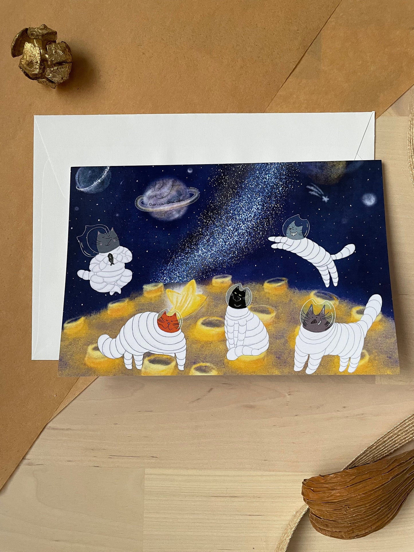 Chats dans l’espace: Carte de vœux pliante
