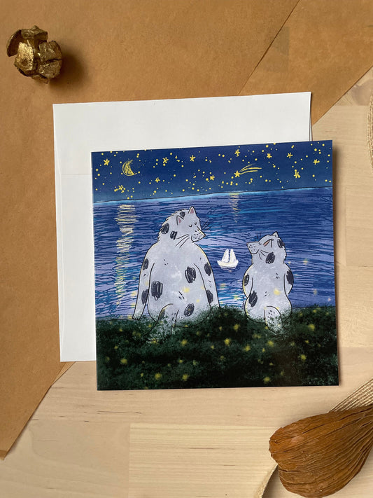 Father’s Mother’s Day at the river: Greeting card