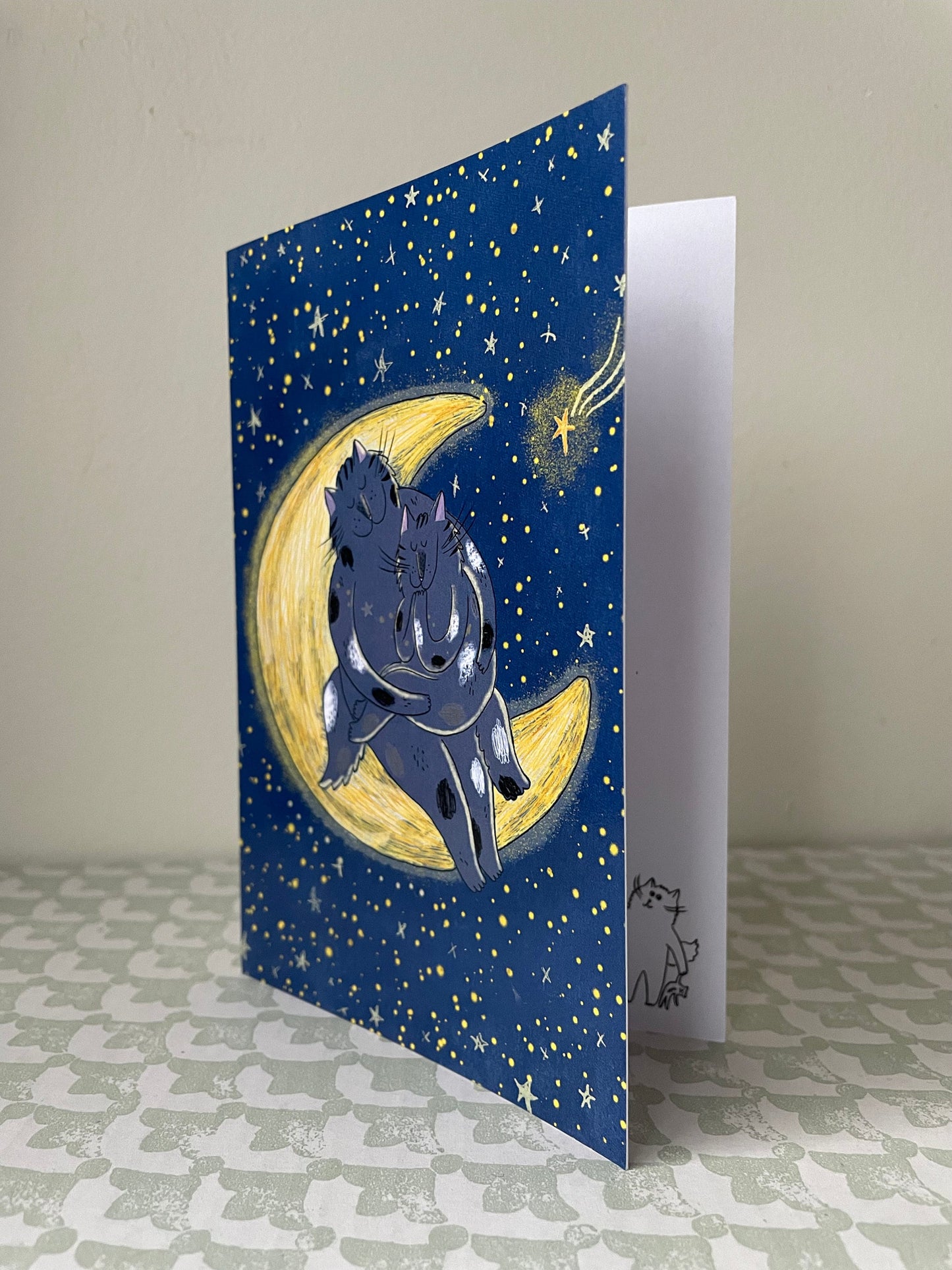 Fête des Mères/ des Pères sur la Lune: Carte de vœux pliante