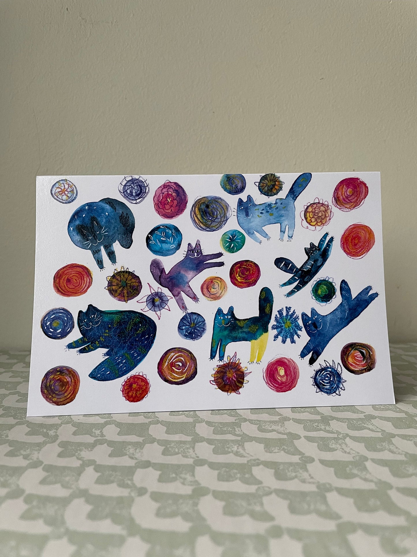 Chats et fleurs: Carte de vœux