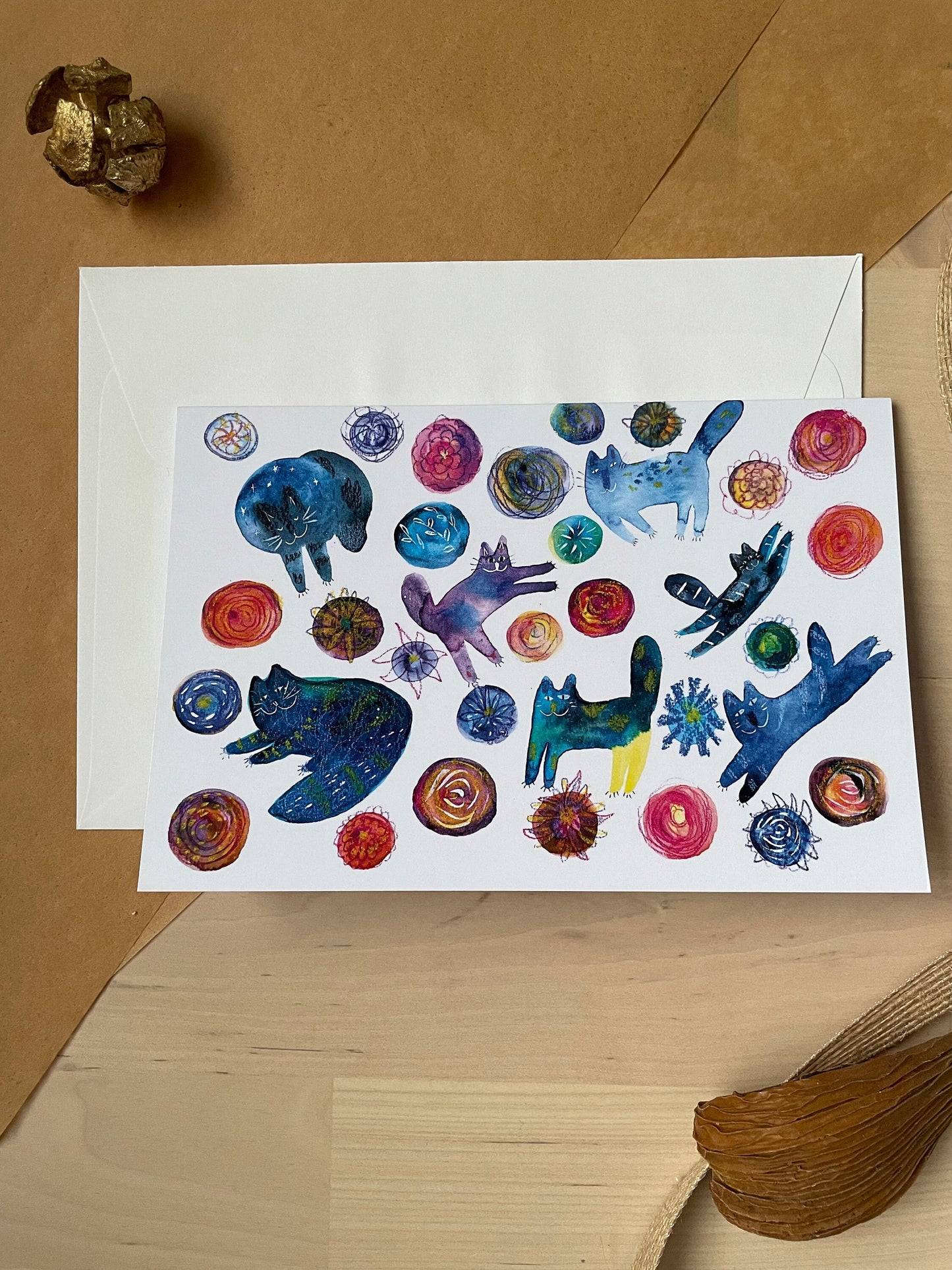 Chats et fleurs: Carte de vœux