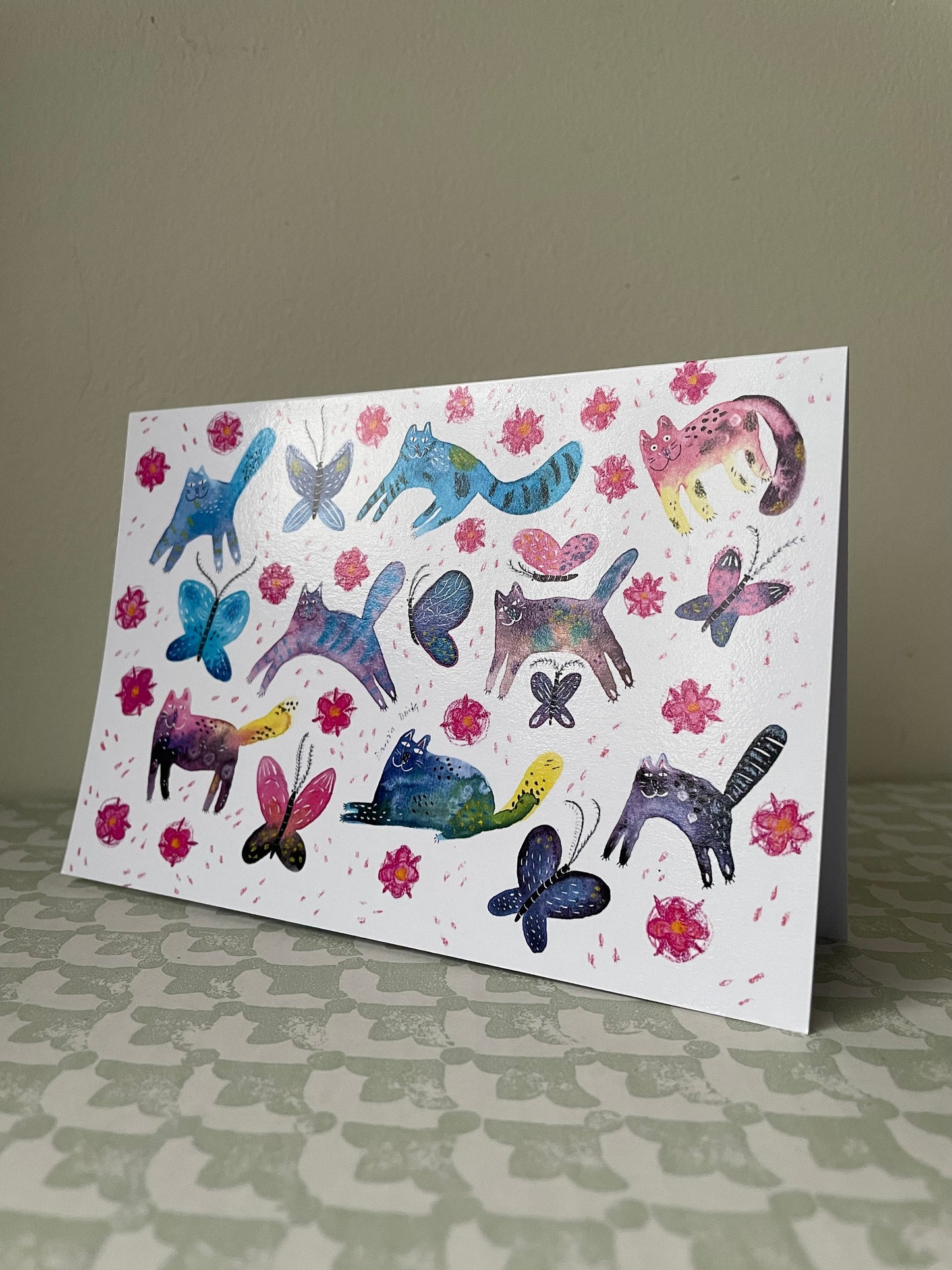 Chats et papillons: Carte de vœux