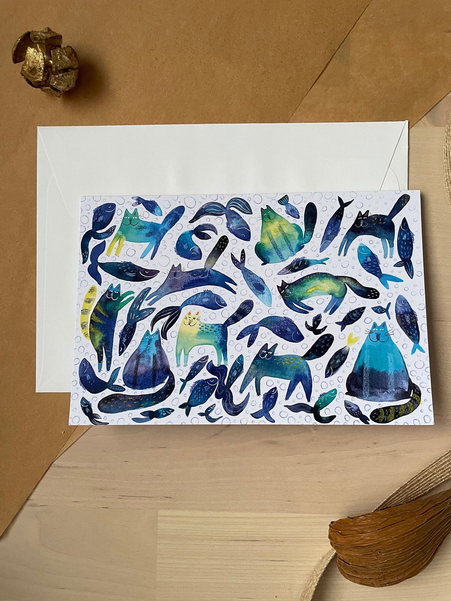 Chats et poissons: Carte de vœux
