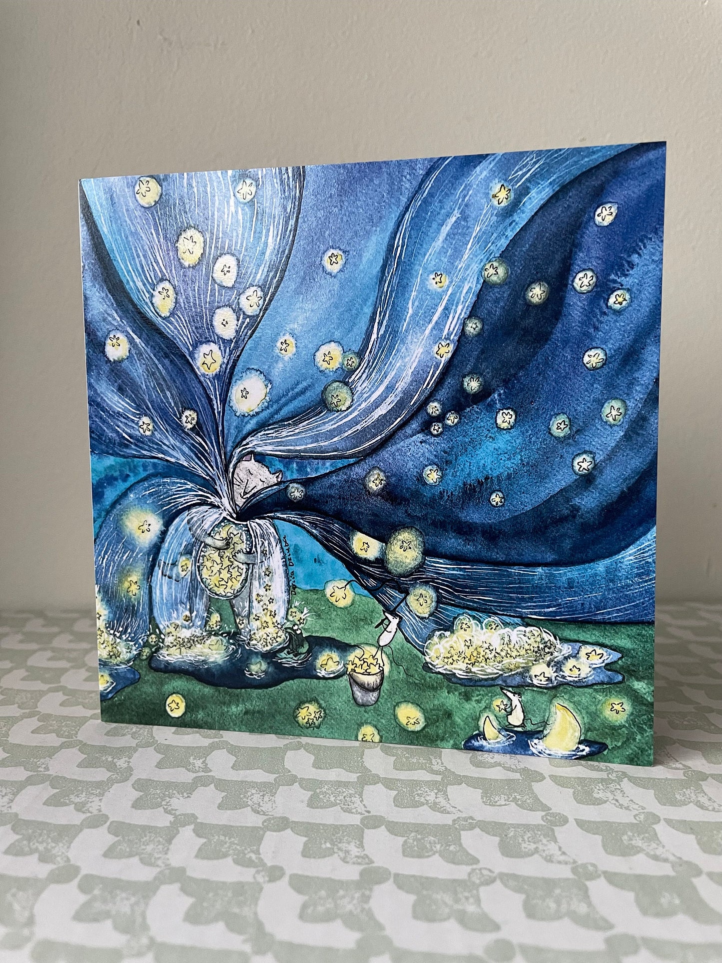 Square Greeting card: Nighty night/ Pouring night