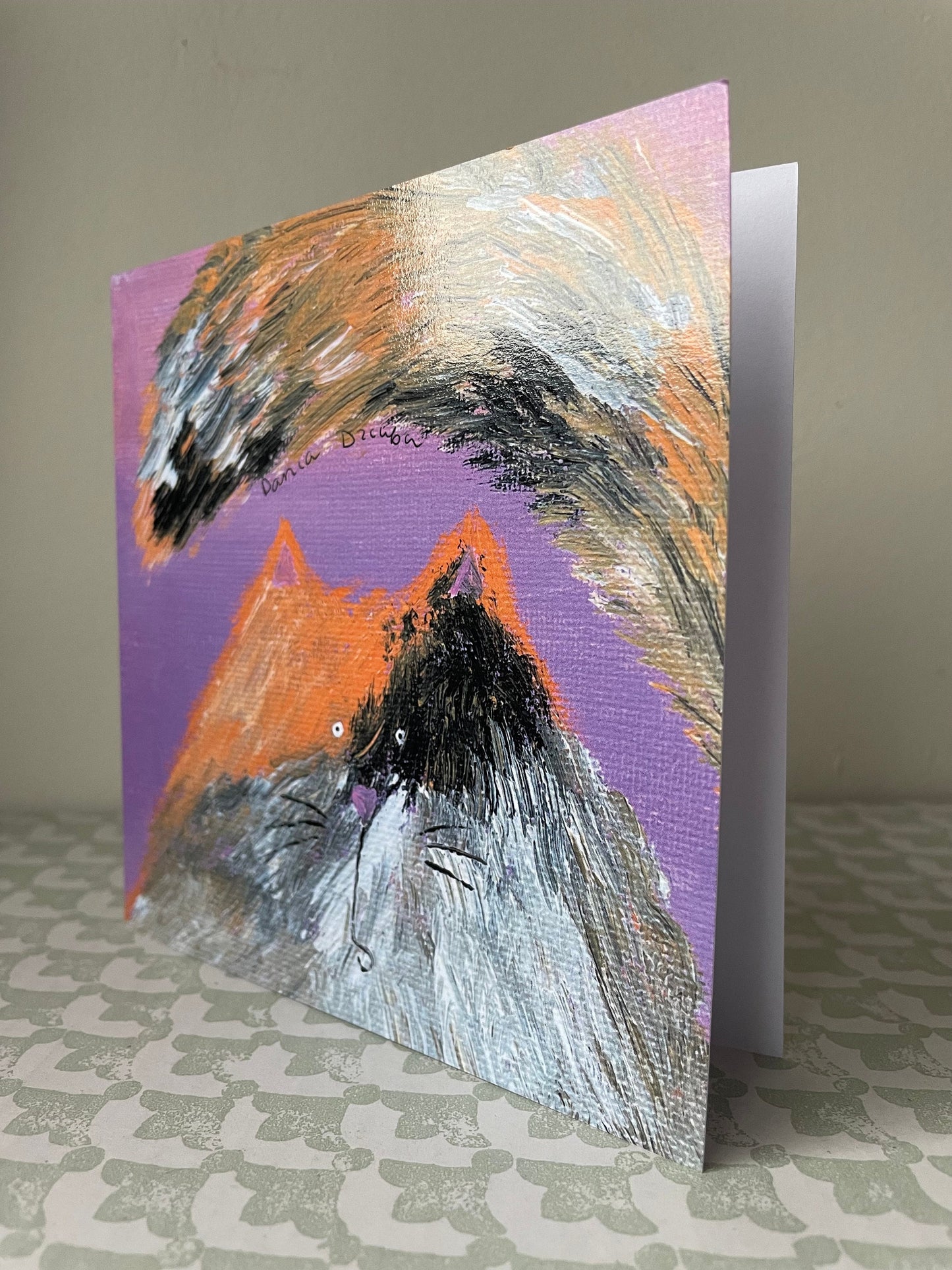 Square Greeting card: Surprised kitty