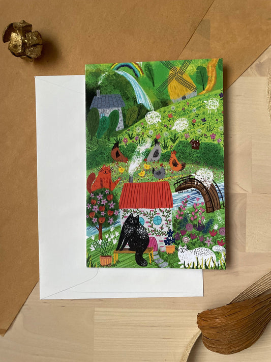 Vertical Greeting card: Crazy cat mounts