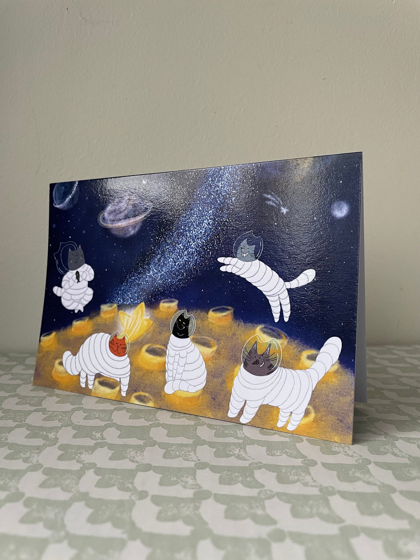 Chats dans l’espace: Carte de vœux pliante