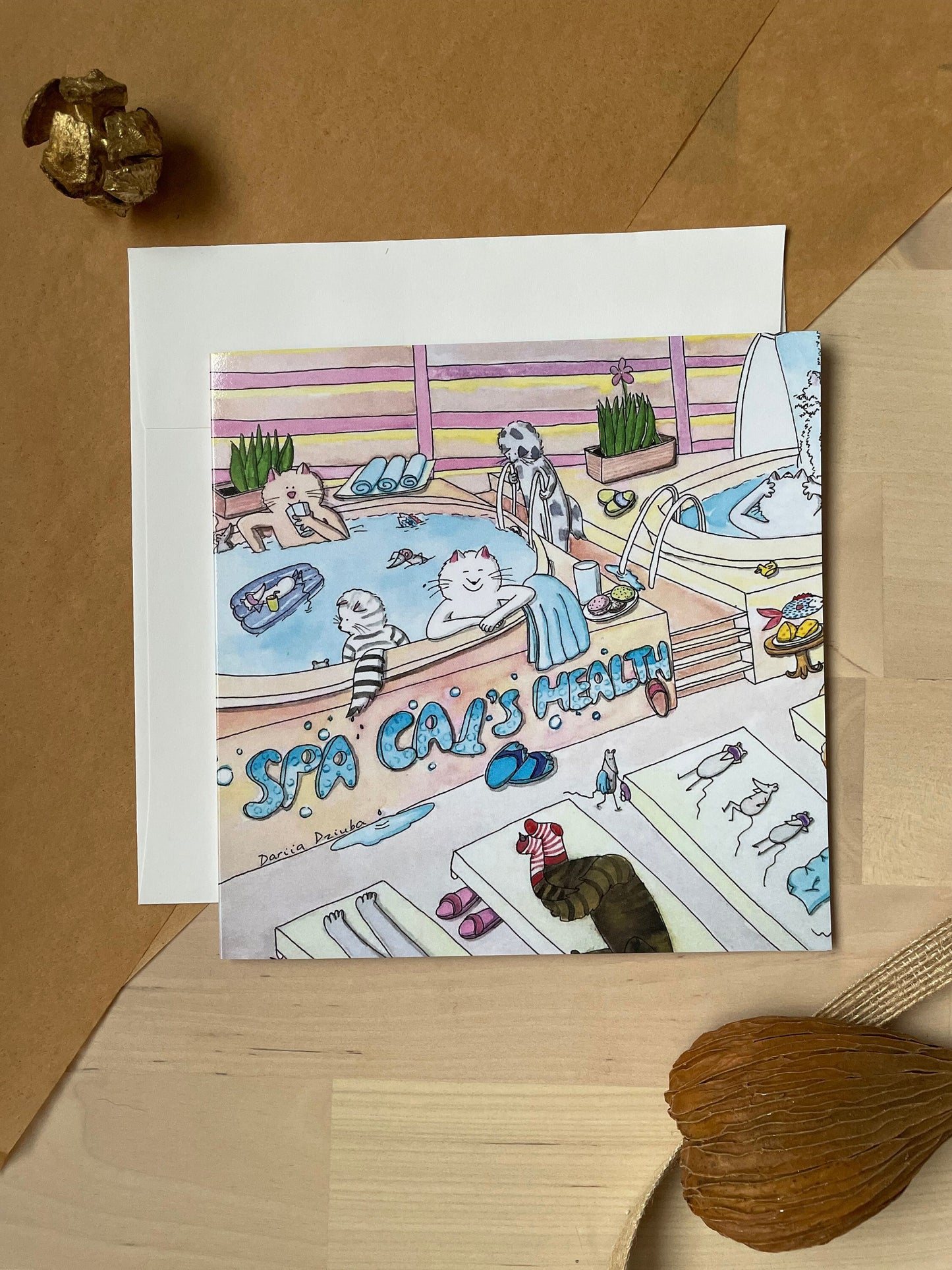 Chats et souris au SPA: Carte de vœux pliante