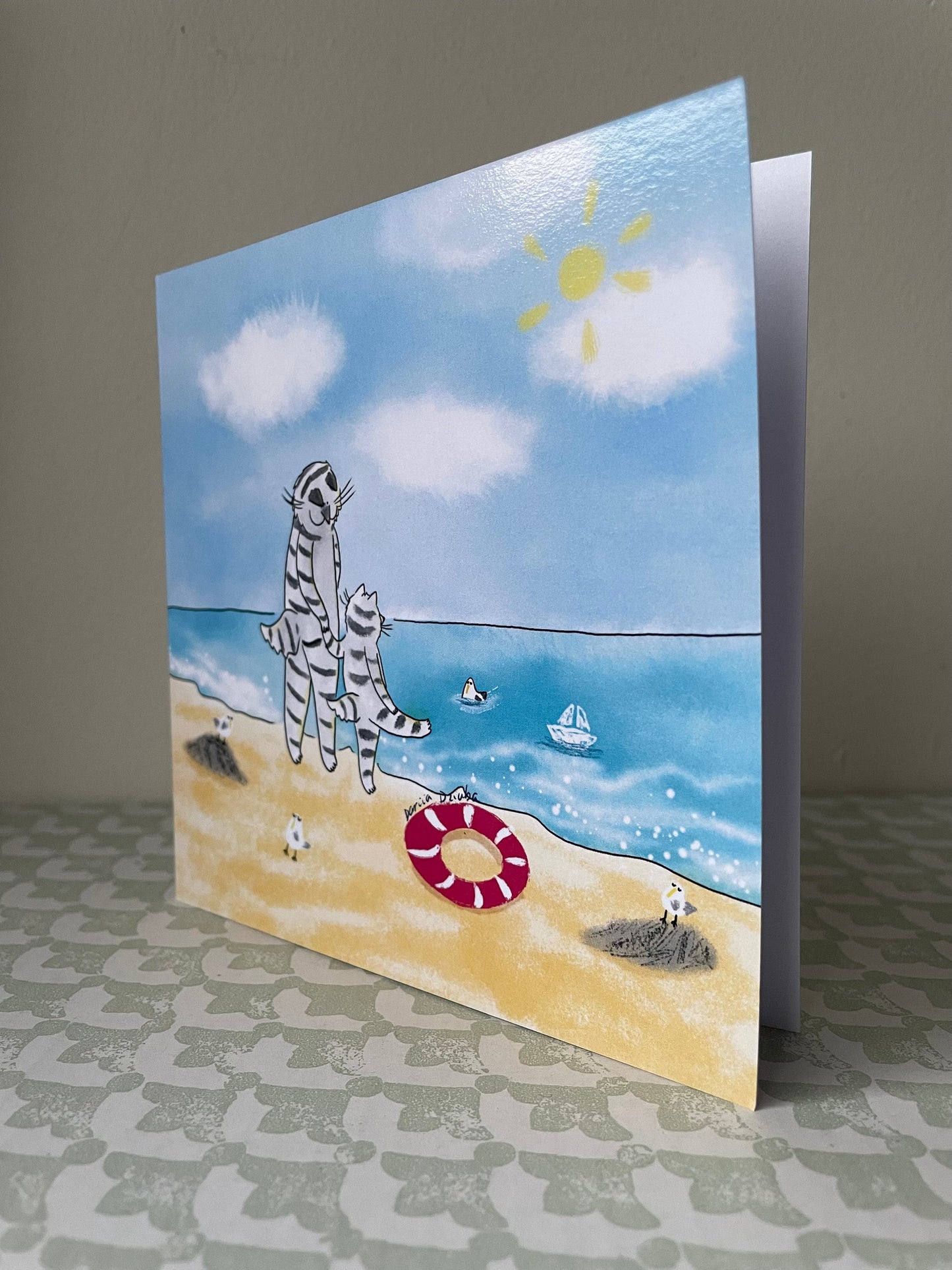 Fête des Mères/ des Pères à la plage: Carte de vœux pliante