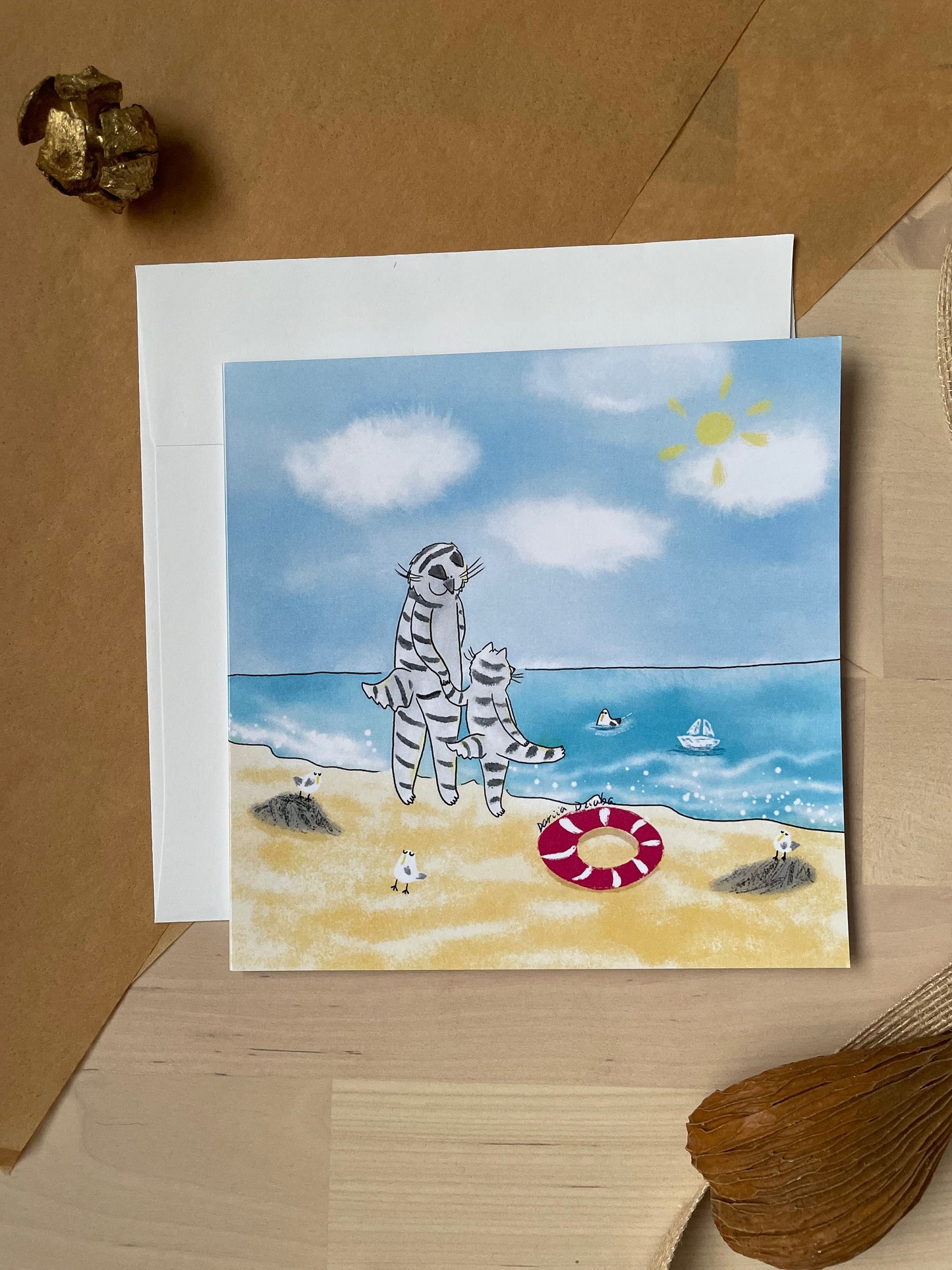 Fête des Mères/ des Pères à la plage: Carte de vœux pliante