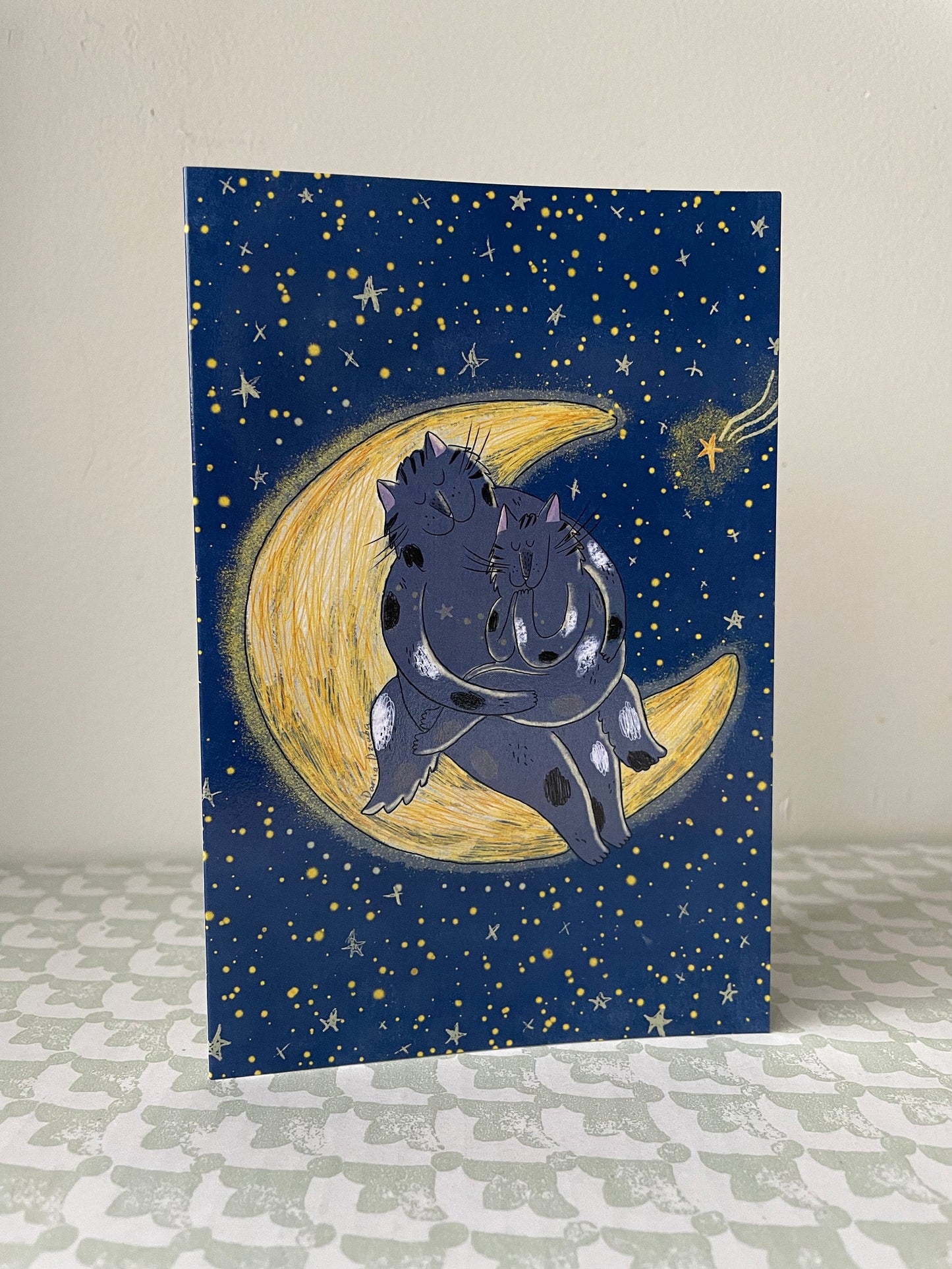 Fête des Mères/ des Pères sur la Lune: Carte de vœux pliante