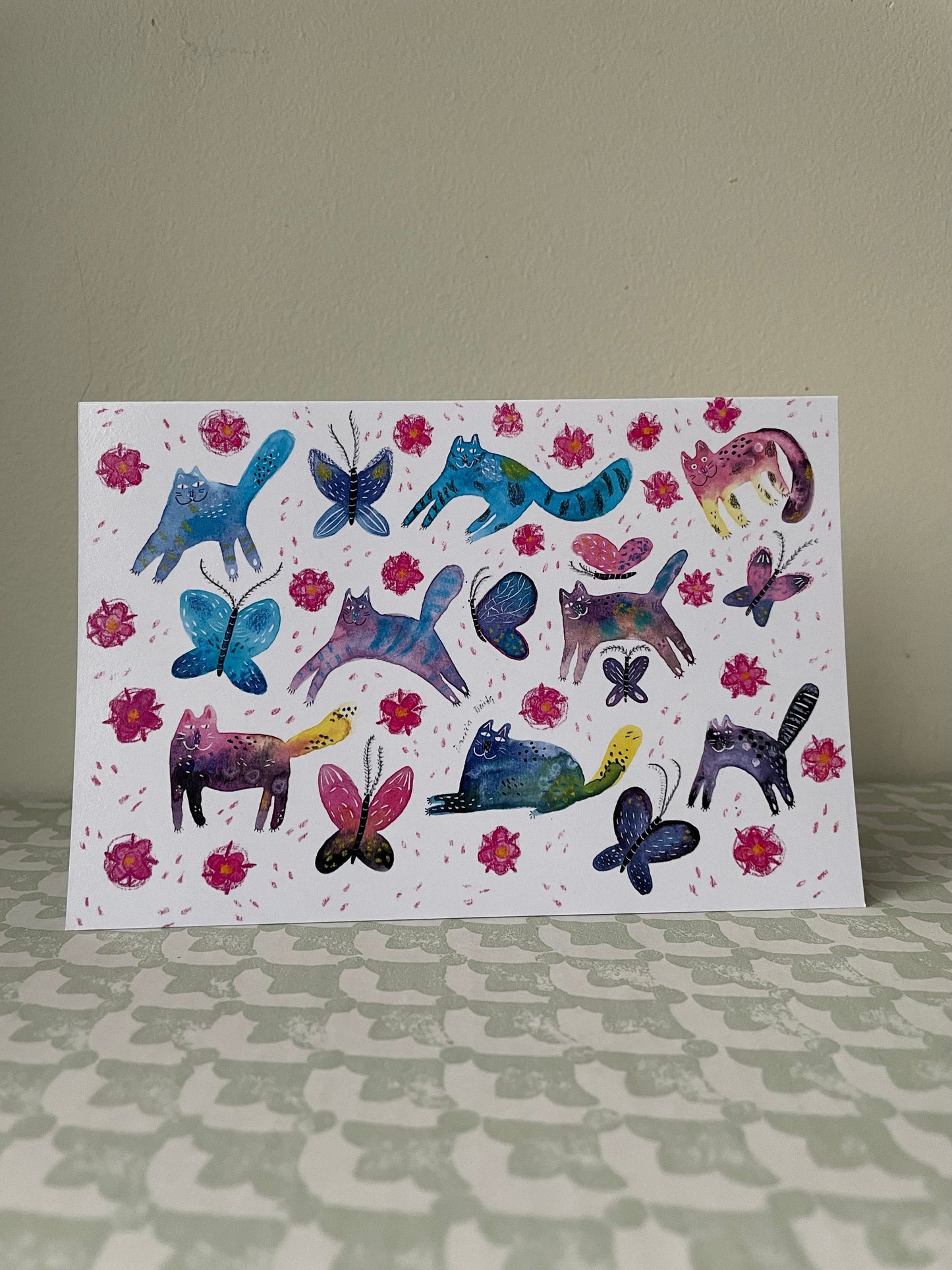 Chats et papillons: Carte de vœux
