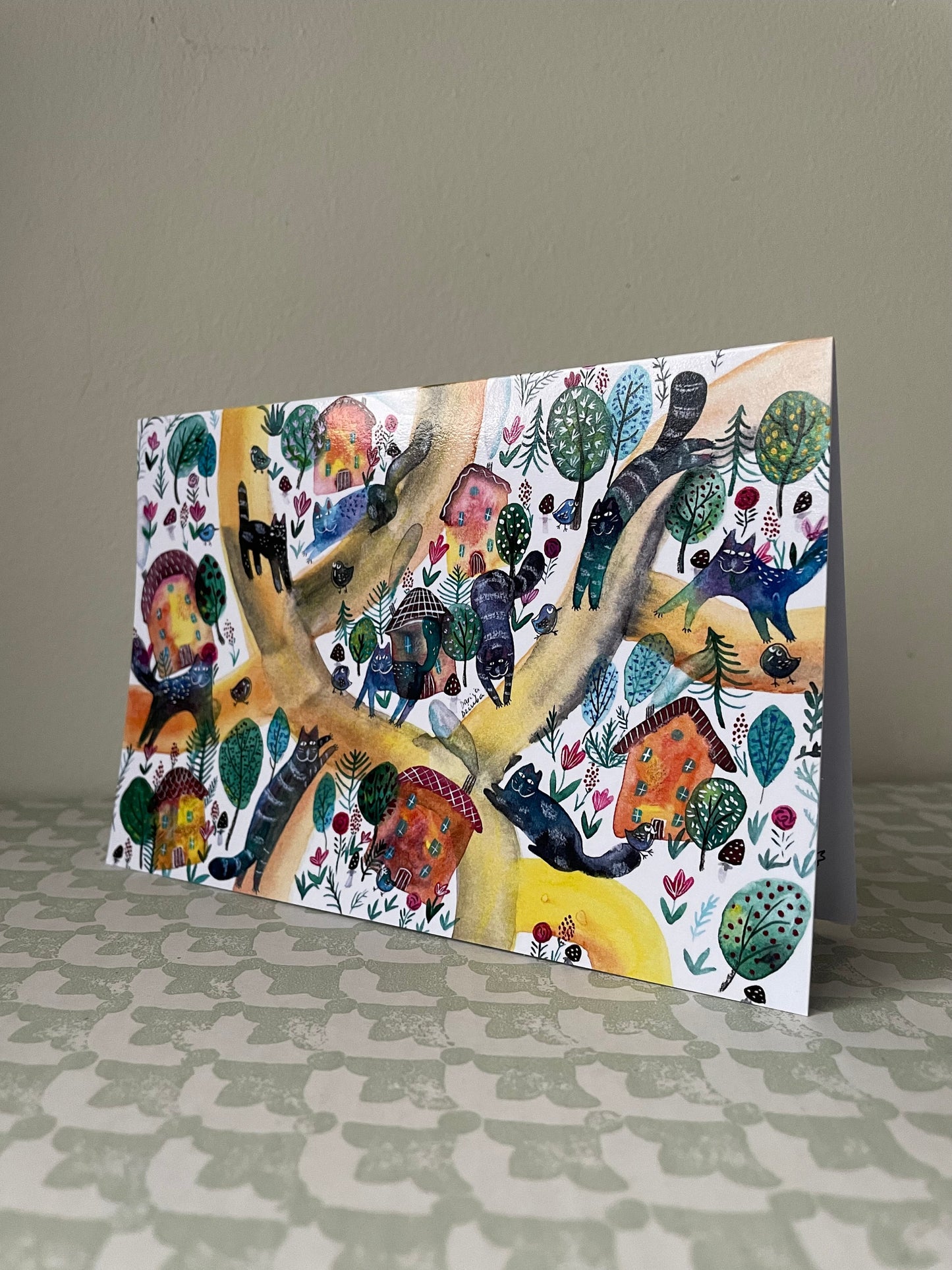 Chats et maisons: Carte de vœux