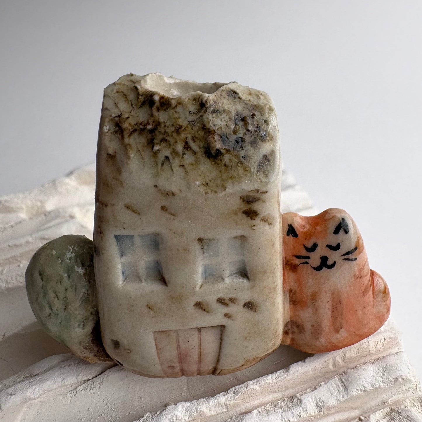 Mini House, Cat and Tree Bud Vase – Handmade Ceramic Miniature Vase