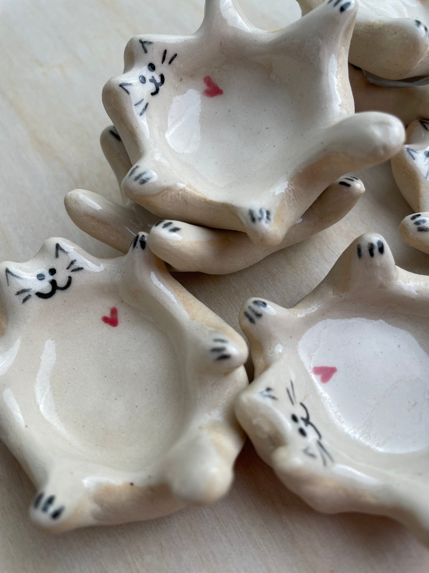 Ceramic trinket/ ring dish: Whimsical cute cats