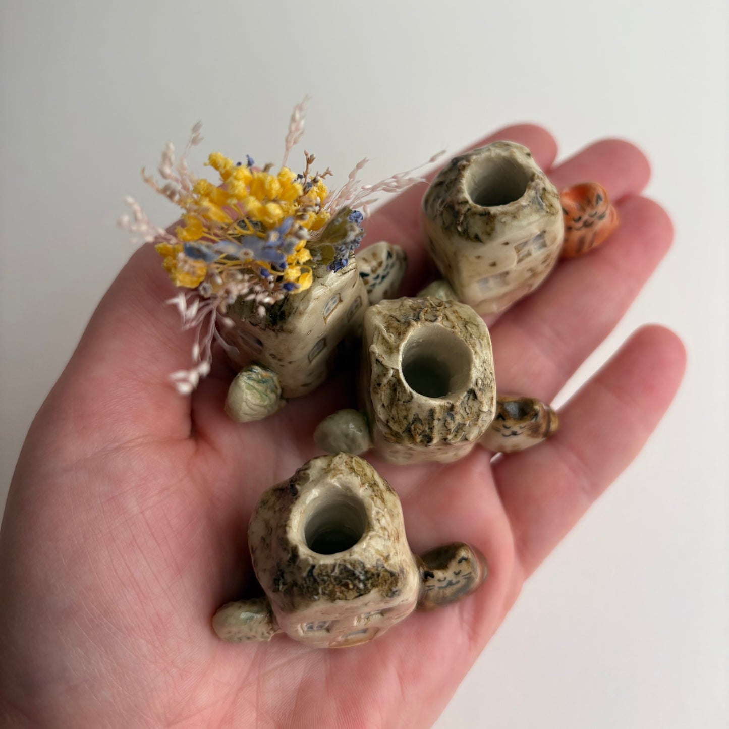 Mini House, Cat and Tree Bud Vase – Handmade Ceramic Miniature Vase