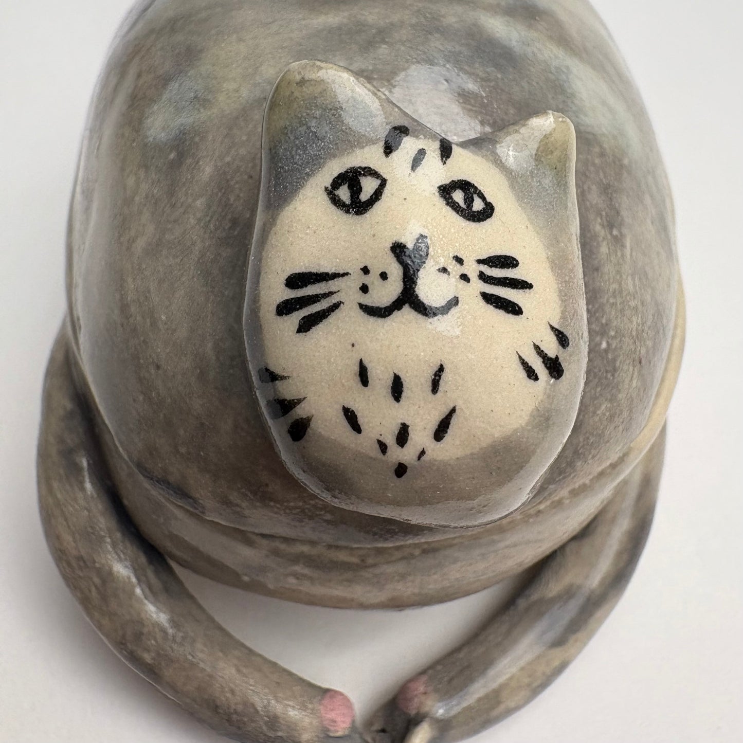 Whimsical Ceramic Cat Art Box with Bird & Four-Legged Fish — Hand-Sculpted Collector Piece