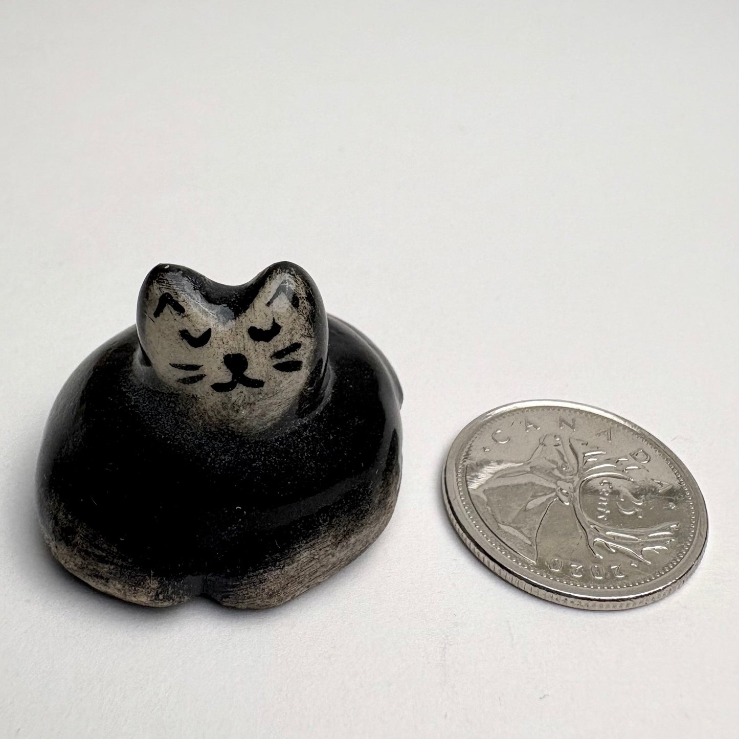 Handmade Mini Black Tuxedo Cat Sculpture • Ceramic Cat Figurine • Tiny Desk Buddy • Collectible Pottery Cat • Gift for Cat Lovers