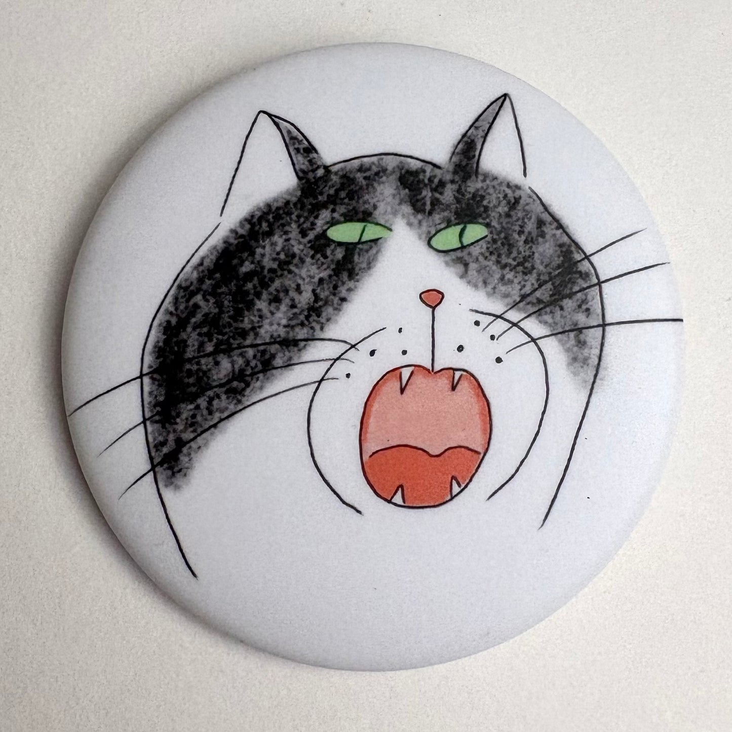 Black-and-White Cat Button Pin – Made in Canada