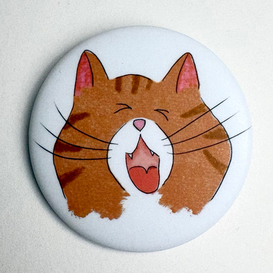 Happy Ginger Cat Button Pin – Made in Canada