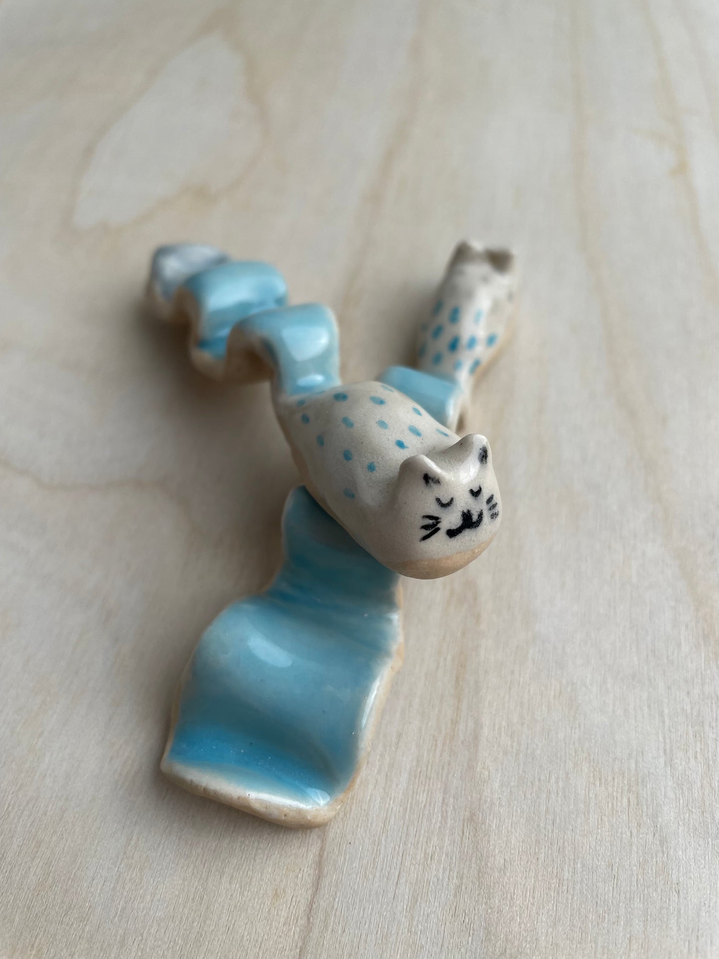 Ceramic brush/ chopstick holder: Whimsical cat