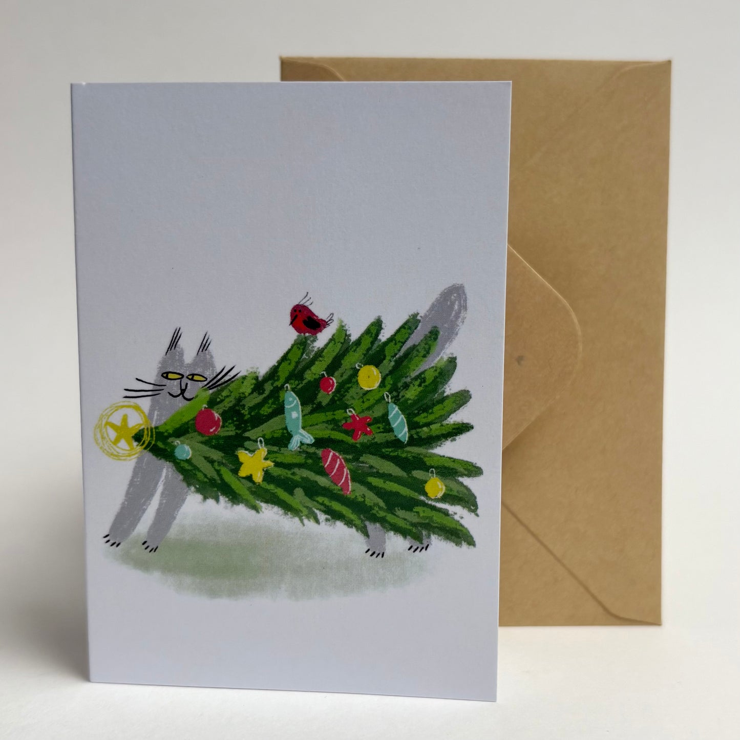 Mini card: Cat in Christmas Tree