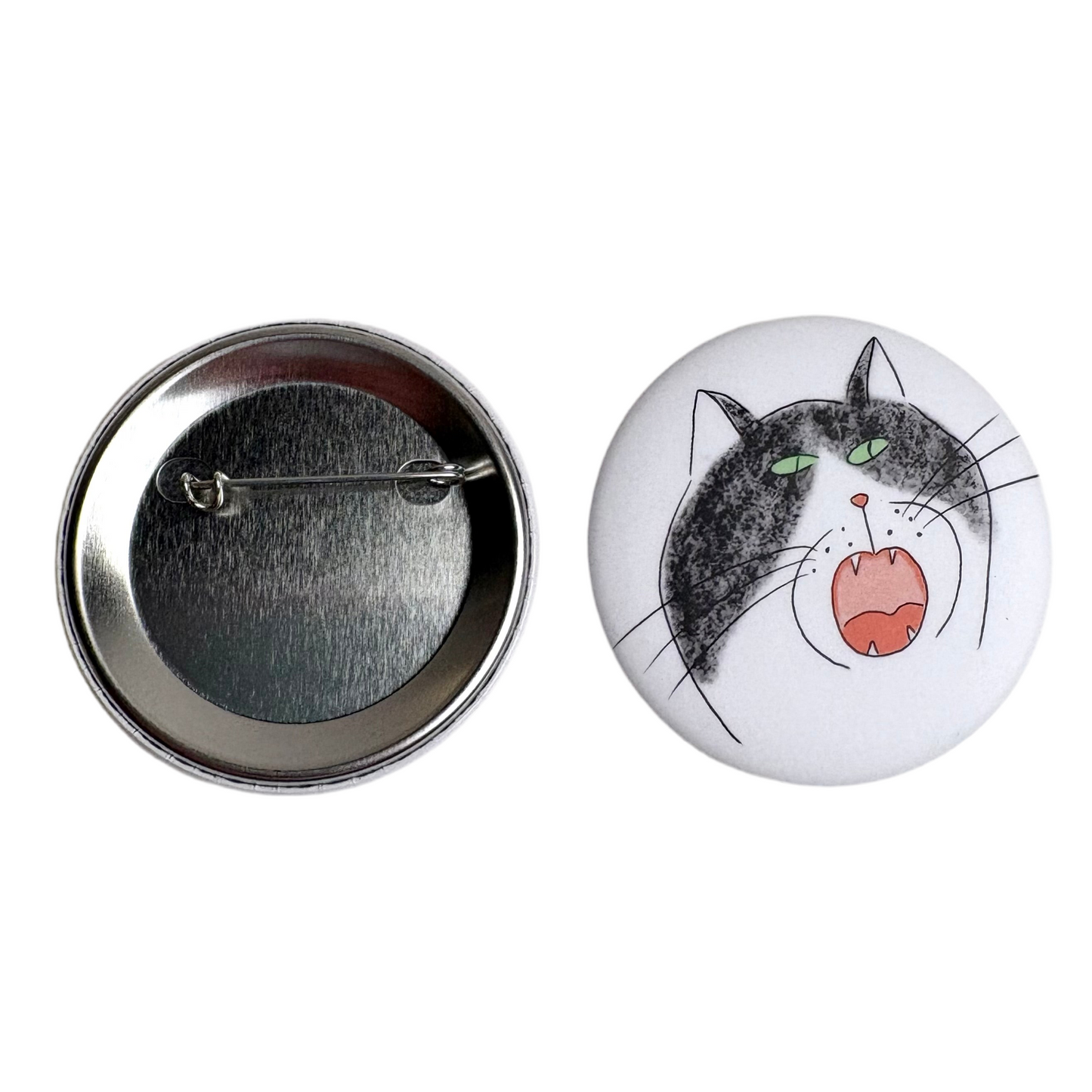 Black-and-White Cat Button Pin – Made in Canada
