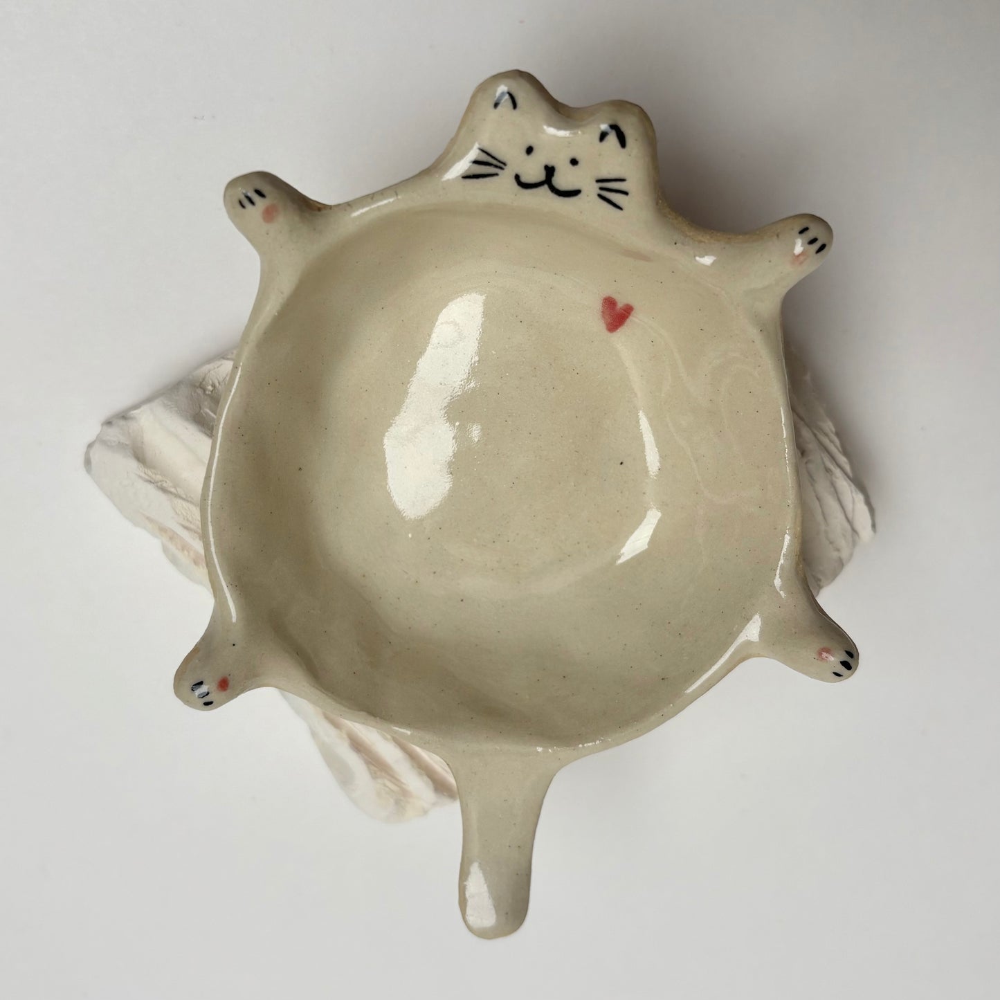 Handmade Ceramic Cat Dish — Mini Snack Dish, Sauce Bowl or Trinket Dish