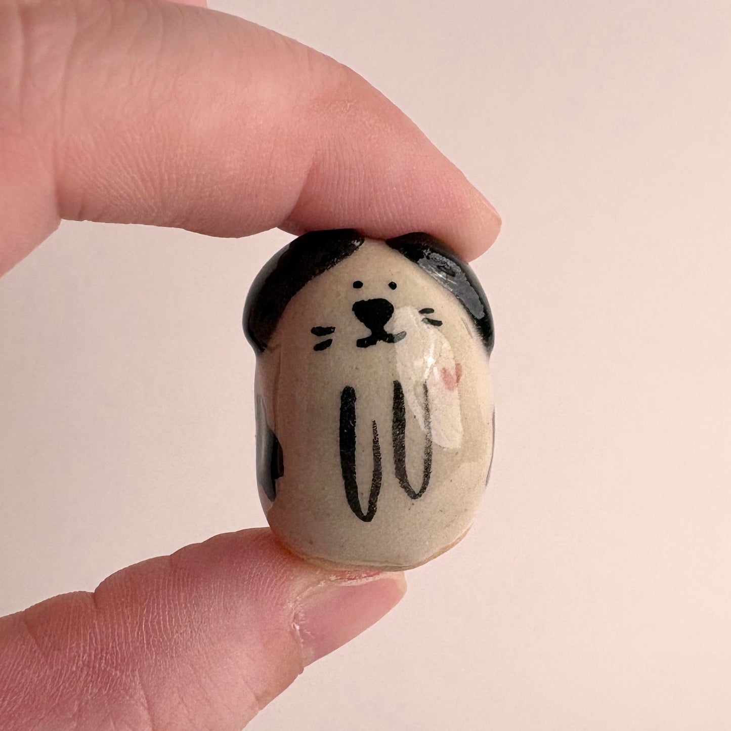 Tiny Handmade Ceramic Dog Figurine