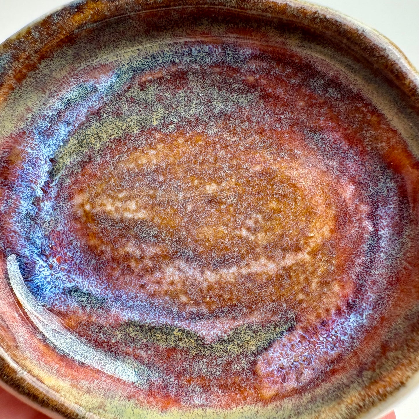 Handmade Ceramic Cat Dish — Mini Trinket Bowl with Galaxy Glaze