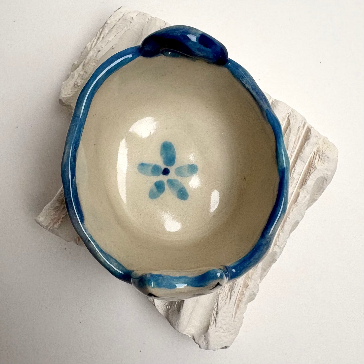 Handmade Mini Striped Ceramic Trinket Dish Bowl