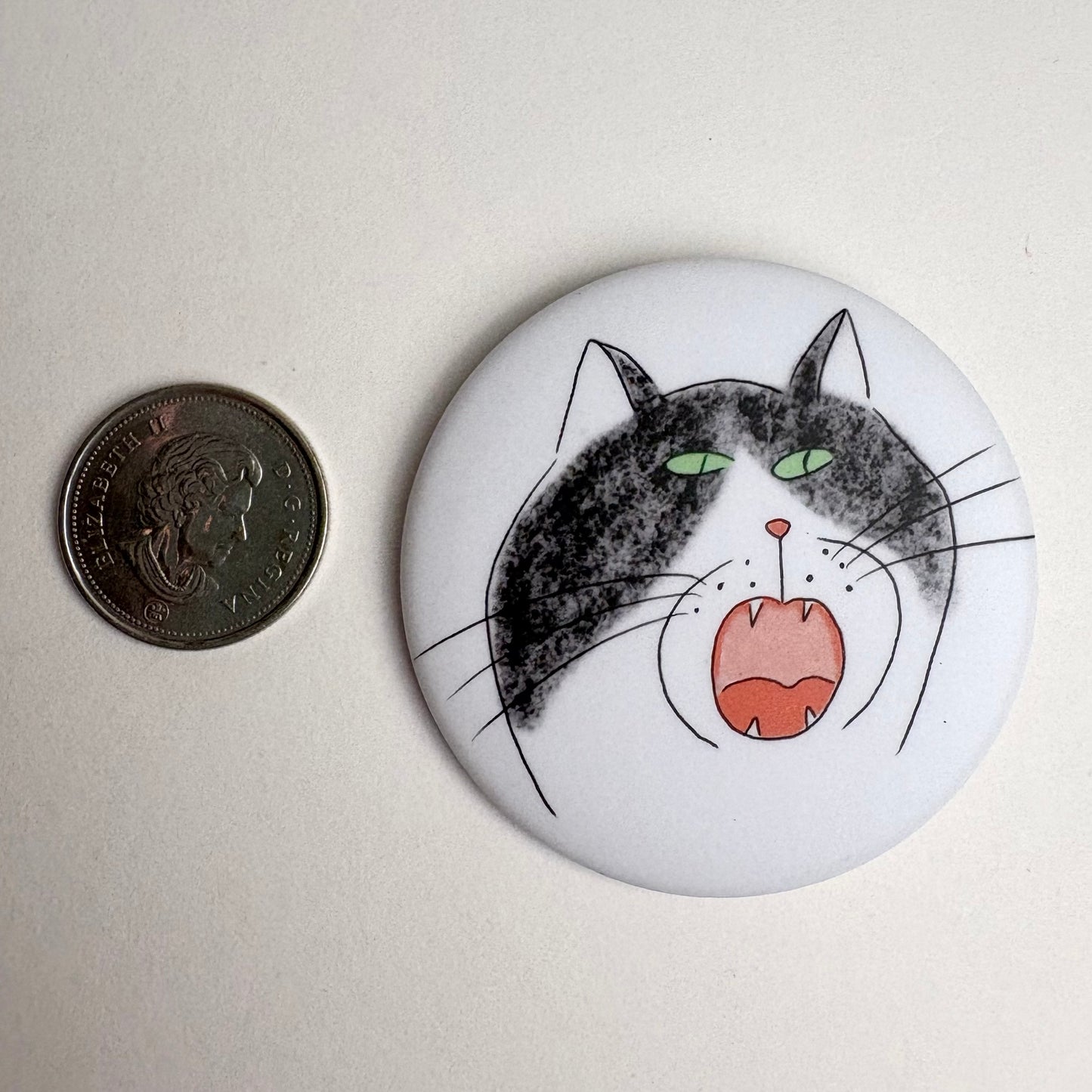 Black-and-White Cat Button Pin – Made in Canada