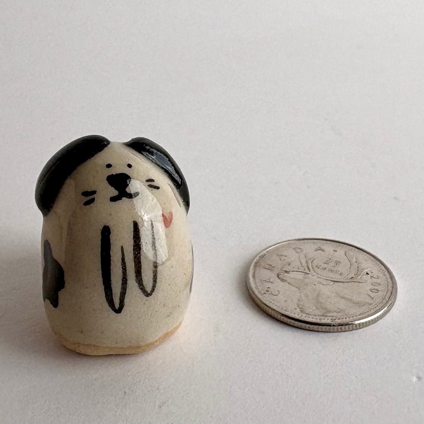 Tiny Handmade Ceramic Dog Figurine