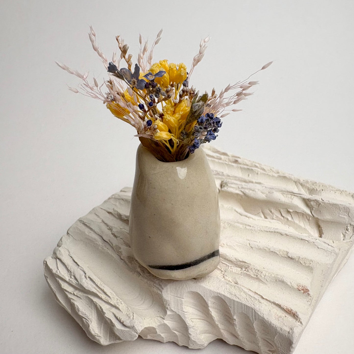 Mini Cat Bud Vase with Carved Heart, Bird, or Fish – Handmade Ceramic Miniature Vase