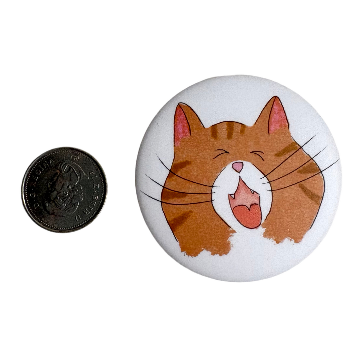 Happy Ginger Cat Button Pin – Made in Canada