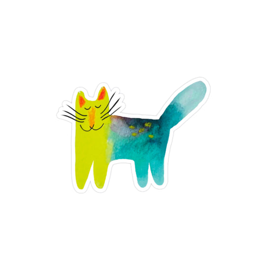 Sticker: Blue and Yellow Cat