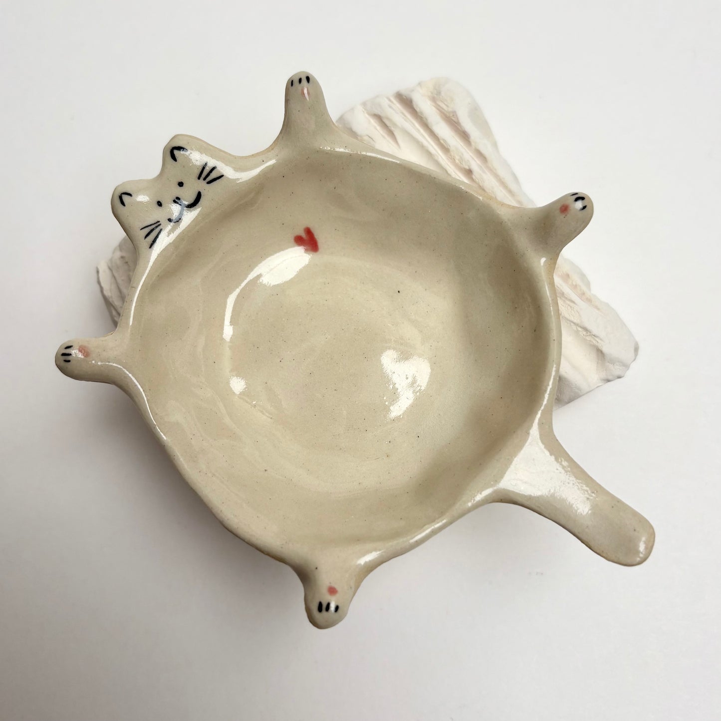 Handmade Ceramic Cat Dish — Mini Snack Dish, Sauce Bowl or Trinket Dish