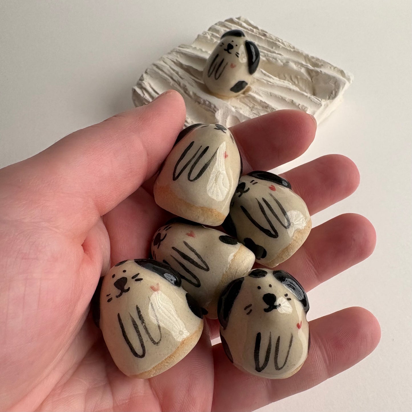 Tiny Handmade Ceramic Dog Figurine