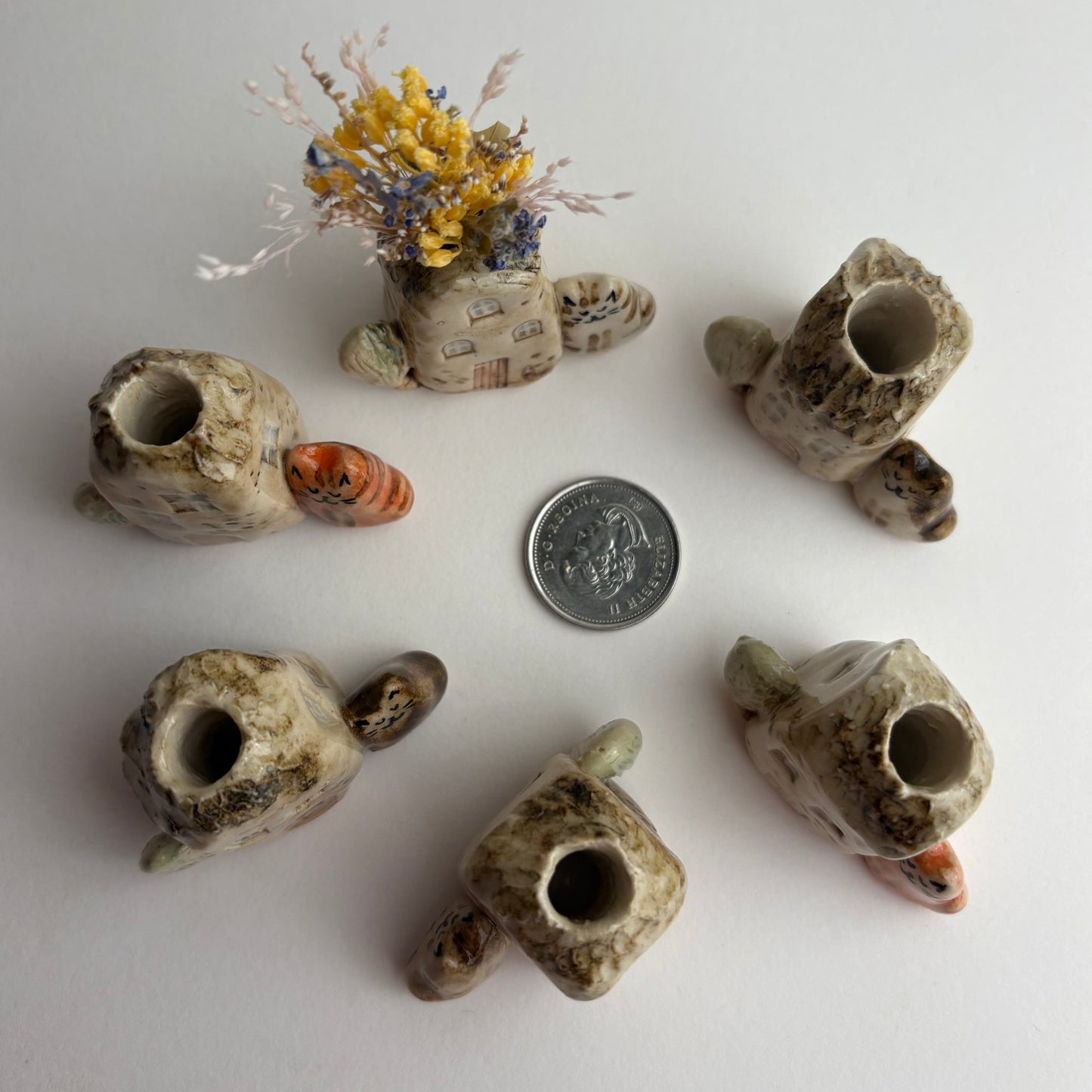 Mini House, Cat and Tree Bud Vase – Handmade Ceramic Miniature Vase