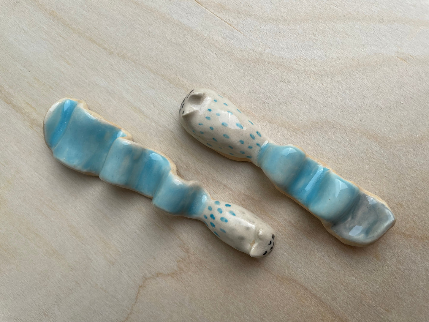 Ceramic brush/ chopstick holder: Whimsical cat