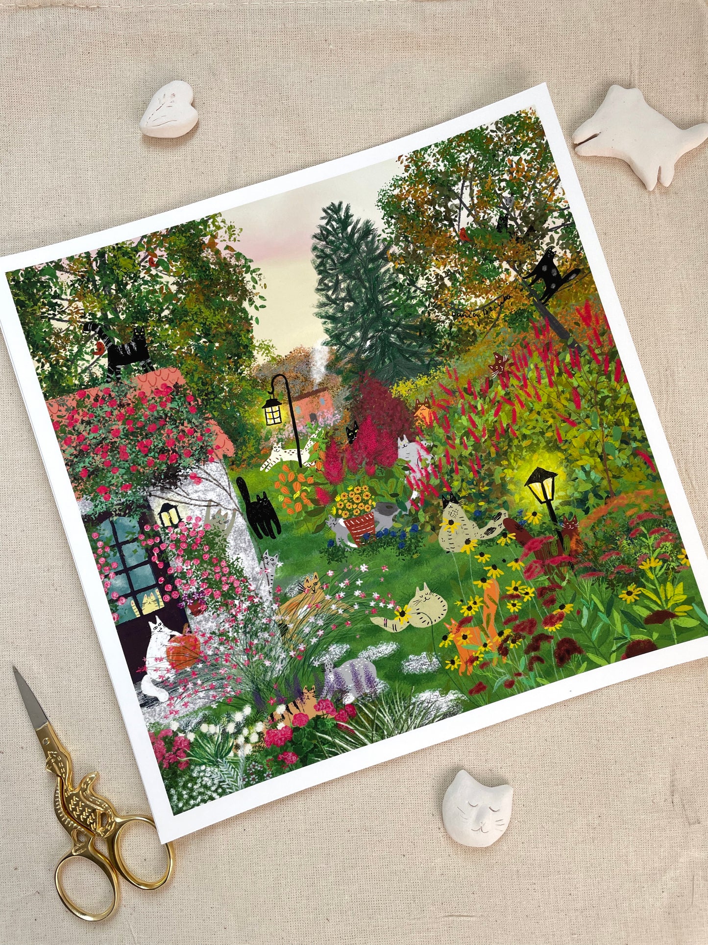 Print: Autumn Garden - Wall Art, Wall Hangings