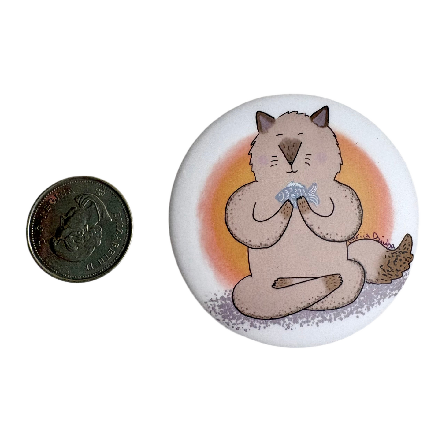 Meditating Cat Button Pin – Made in Canada